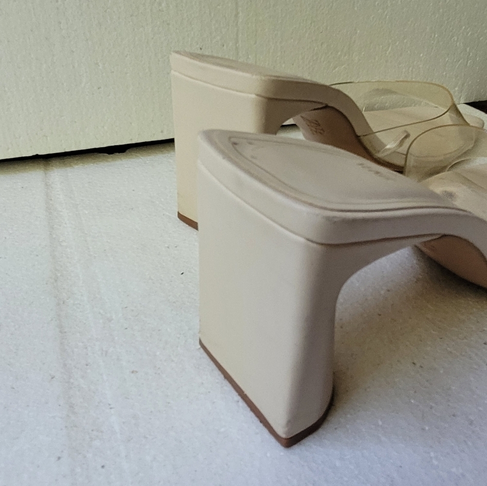 Zara Womens Square Toe Block Heels Size 39/8.5 Cream Wedding Bridesmaid Bridal - Picture 3 of 7